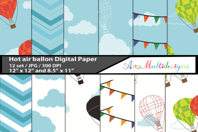 Hot air ballon digital papers 300 DPI