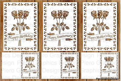 Happy Birthday, Happy Anniversary, Thank You, Greeting Card SVG files