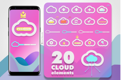 Cloud Elements Kit - 20 Clean floating clouds design.