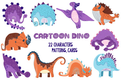 Cartoon Dino - vector set