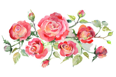Bouquet with roses red Watercolor png