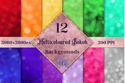 Multicoloured Bokeh Backgrounds - 12 Image Textures Set