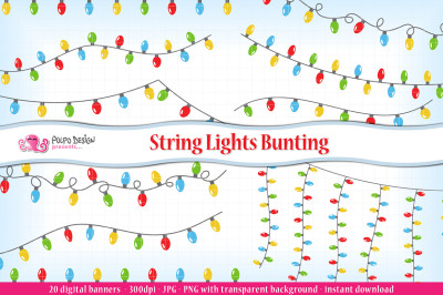 String Lights bunting banners clipart