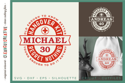 Birthday Hangover Kit | Personalized 30 40 50 Birthday SVG design file