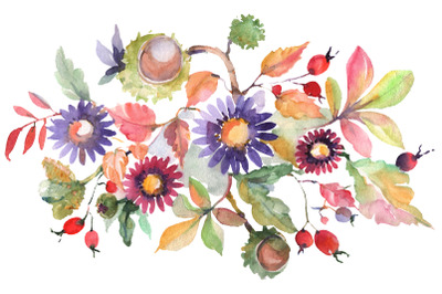 Autumn bouquet blossoming beauty Watercolor png