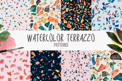 Watercolor Terrazzo Patterns