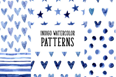 Indigo Blue Watercolor Patterns