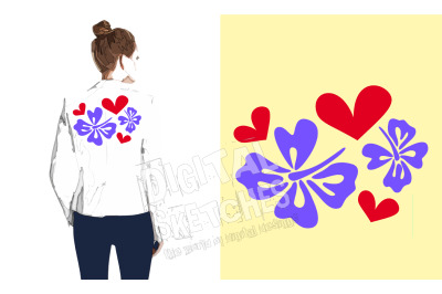 Cut File Hibiscus Flower Heart Silhouette Vector Valentine&#039;s Day SVG