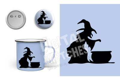 Witch Cut File Halloween Vector Illustration .SVG .DXF