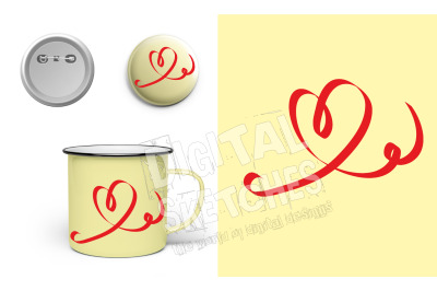 Heart Cut File Silhouette Vector Valentine&#039;s Day .SVG .DXF