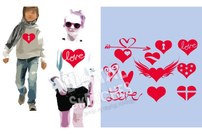 Love Heart Set Bundle Cut File Valentine&#039;s Day .SVG .DXF