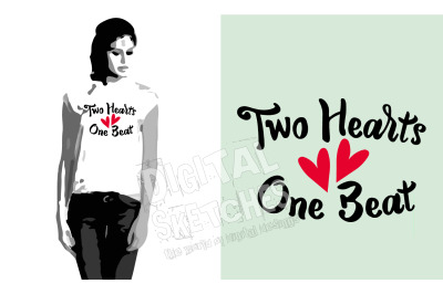 Heart Saying Two Hearts One Beat Cut File Silhouette Vector Valentines