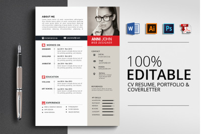 CV Resume Word 3 Pages Template