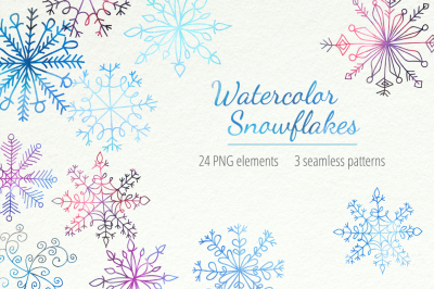 Watercolor Snowflakes Set