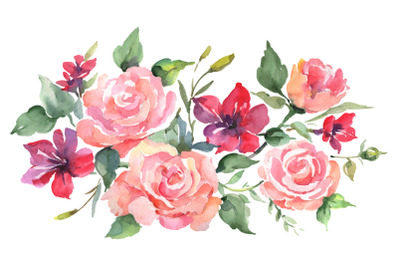 Roses bouquet joy of love watercolor png