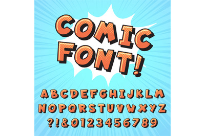 Retro comic book font. Super hero comics letters&2C; vintage cartoon hero