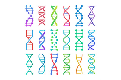 Colorful DNA icon. ADN structure spiral&2C; deoxyribonucleic acid medical