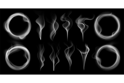 Steam smoke shapes. Smoking vapor streams, steaming vaping ring and va