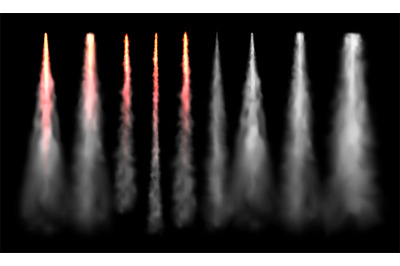 Rockets tracks. Space rocket launch smoke&2C; plane jets track and aircra