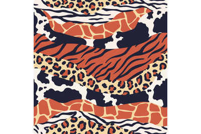 Mixed animal skin print. Safari textures mix, leopard, zebra and tiger