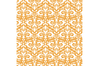 Elegant damask pattern. Ornate floral sprigs, golden baroque ornament