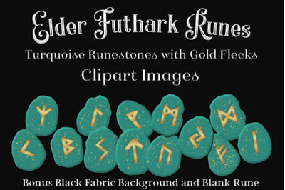 Elder Futhark Runes - Turquoise Runestone Clipart