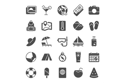 Summer pictogram icons. Sea beach umbrella&2C; pool party and summer vaca