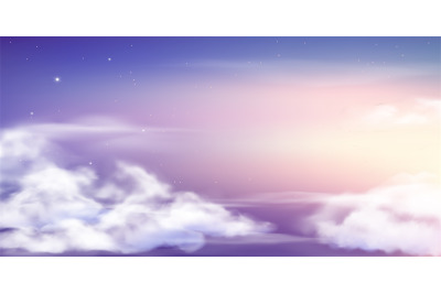 Fantasy sky. Beautiful fairy skies&2C; fantastic dream clouds and fabulou