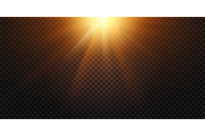 Warm light rays. Magic lights lens flare, sun flash and lamp flares is