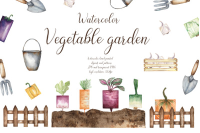 Watercolor vegetable garden
