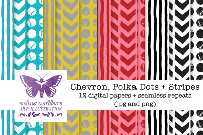 Chevrons, Dots + Stripes Paper Pack