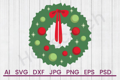 Merry Christmas Wreath - SVG File, DXF File