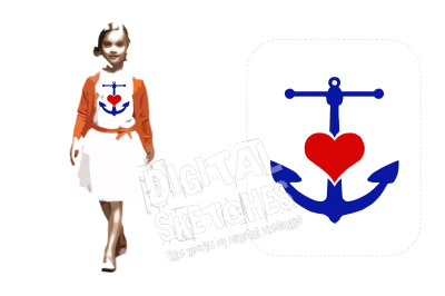 Anchor Heart Love Nautical Machine Embroidery Design Valentine&#039;s Day