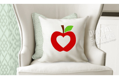 Apple Heart Machine Embroidery Design Valentine&#039;s Day 4 Sizes