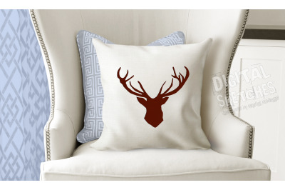 Deer Head Machine Embroidery Design Antlers 7 Sizes