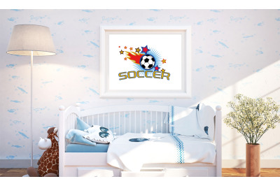 Soccer Ball Player Stars Printable Art, Wall Art, .PDF, Typography