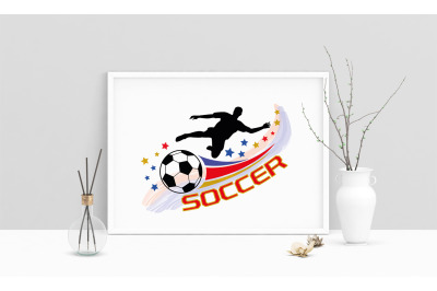 Soccer Ball Player Stars Printable Art, Wall Art, .PDF, Typography