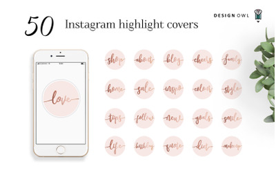 Instagram highlight covers - Rose gold on pink