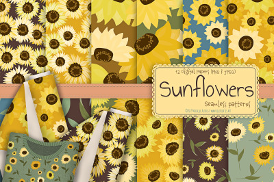 Sunflowers - Seamless Patterns and Digital Papers