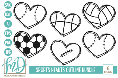 Sports Hearts Outline SVG Bundle