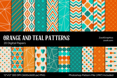 Orange And Teal Digital Papers