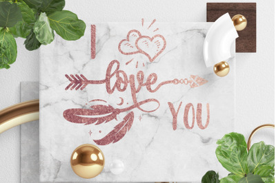 Gold rose color I Love You Quote