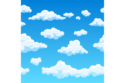 Cloud seamless vector background. Endless cartoon cloudscape