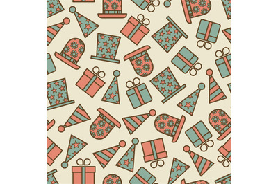 Retro birthday party seamless pattern