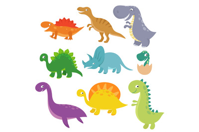 Cute baby dino vector characters isolated vector set