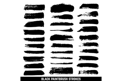 Vector artistic ink paint blob brushes. Inked brushed strokes isolated