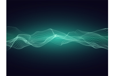 Abstract sound energy wave with dynamic particles vector background