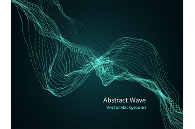 Dynamic particles array, 3d abstract music wave. Dynamics vector conce