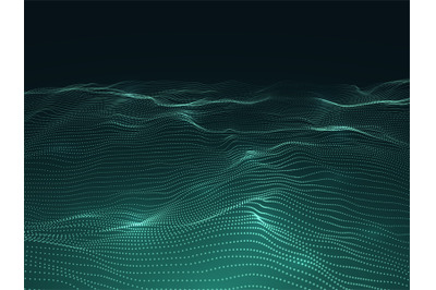 Digital background with wavy surface. 3d futuristic landscape with par
