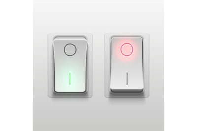 Realistic 3d electric toggle switches vector illustration